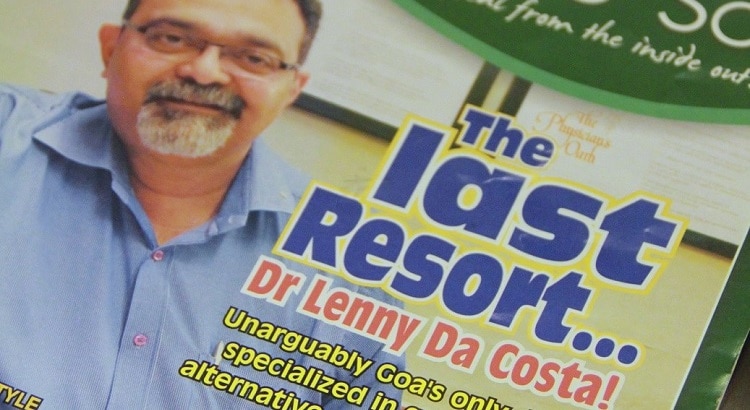 Dr.Lenny Da Costa image on the cover of magazine, Goa, India