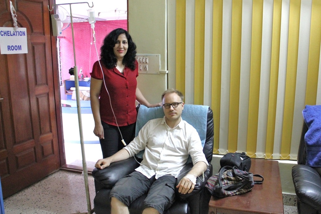 It's me with ND. Khan taking some IV glutathione at Fit n Fine, Bangalore, India