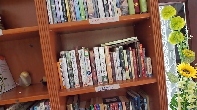 Bookshelf - many self-help and health related books for reading