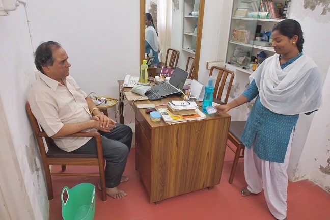 Mr.Sundararajan and assistant lady at Sias healing centre-Puducherry